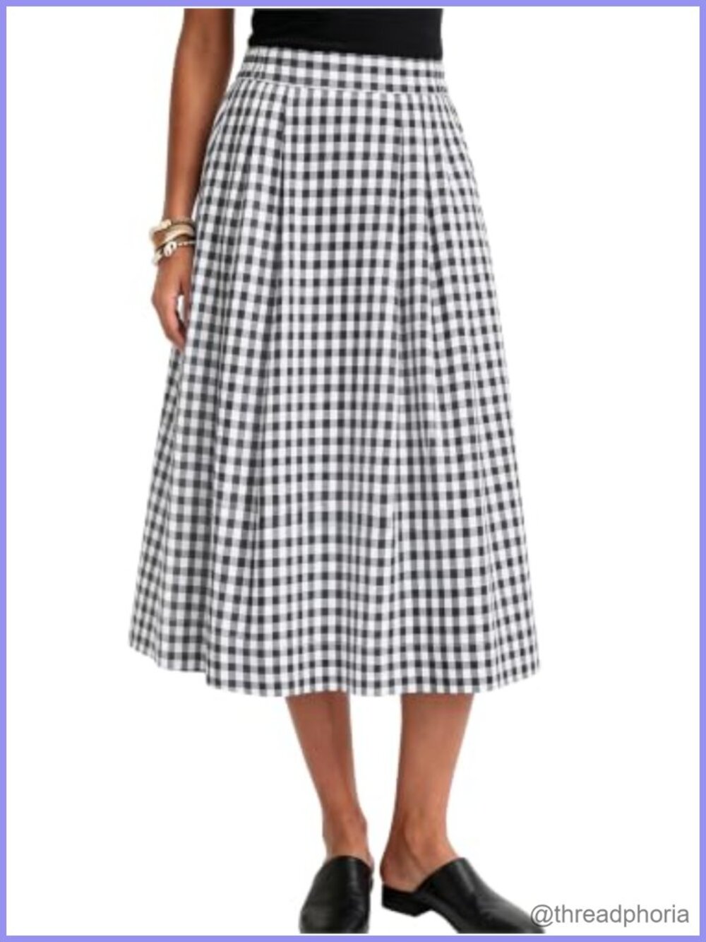 Women's A-Line Midi Skirt Elastic High Waist Pockets Cotton Blend